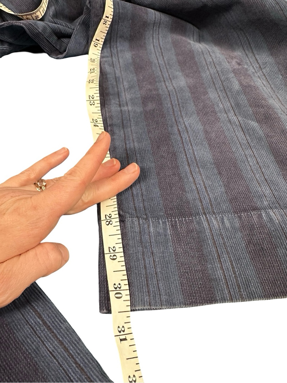 Pilcro Anthropologie Relaxed Corduroy Overalls Size 29 Blue Striped Wide Leg - Picture 13 of 16